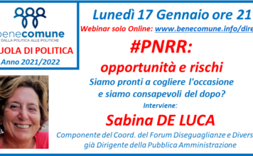 Lunedì 17 gennaio: “#PNRR: opportunità e rischi”
