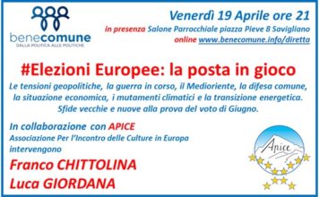 Venerdì 19 aprile, Savigliano: “Elezioni europee: la posta in gioco”
