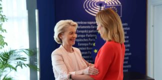 Ursula von der Leyen, on the left, and Roberta Metsola. Photographer: Christophe Licoppe. European Union, 2024. Source: EC - Audiovisual Service.