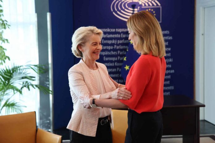 Ursula von der Leyen, on the left, and Roberta Metsola. Photographer: Christophe Licoppe. European Union, 2024. Source: EC - Audiovisual Service.