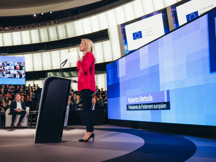 Roberta Metsola, Presidente del Parlamento europeo, Photographer: Valentine Zeler, European Union, 2022, Source: EC - Audiovisual Service