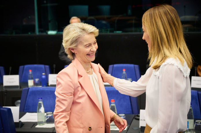 Ursula von der Leyen, Roberta Metsola. Photographer: Dati Bendo. Copyright: European Union, 2024 Source: EC - Audiovisual Service