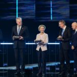 Ursula von der Leyen, presidente della Commissione europea, Gitanas Nausėda, Presidente della Lituania, Andrzej Duda, Presidente della Polonia, Alar Karis, Presidente dell'Estonia e Edgars Rinkēvičs, presidente della Lettonia. Photographer: Dati Bendo, copyright: European Union, 2025. Source: EC - Audiovisual Service.