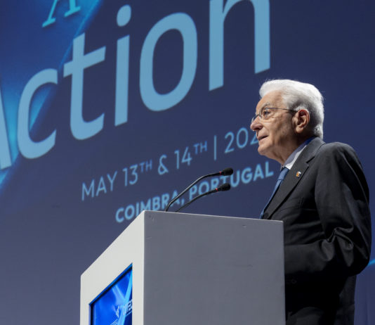 Coimbra - Il Presidente della Repubblica Sergio Mattarella in occasione del XVIII simposio COTEC Europa, oggi 14 maggio 2025. (Foto di Paolo Giandotti - Ufficio Stampa per la Stampa e la Comunicazione della Presidenza della Repubblica)