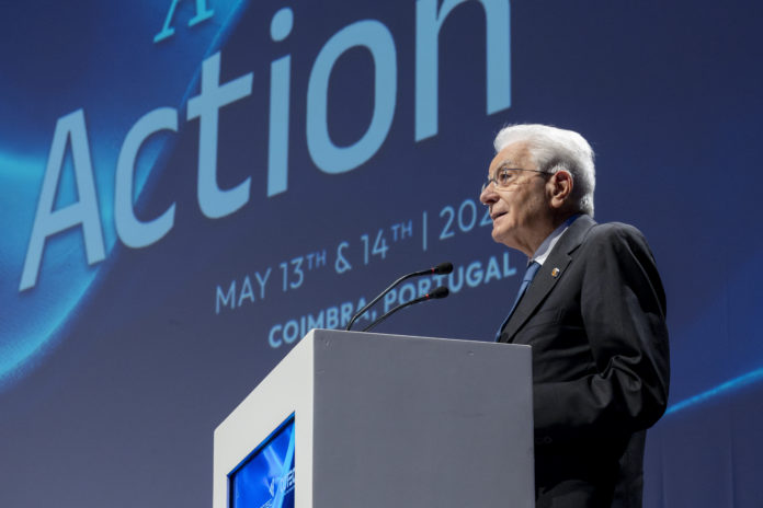 Coimbra - Il Presidente della Repubblica Sergio Mattarella in occasione del XVIII simposio COTEC Europa, oggi 14 maggio 2025. (Foto di Paolo Giandotti - Ufficio Stampa per la Stampa e la Comunicazione della Presidenza della Repubblica)