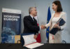 Stretta di mano tra Iliana Ivanova, a destra e François-Philippe Champagne, dopo la firma dell'accordo per l'associazione del Canada a Horizon Europe, 3 luglio 2024, Photographer: Peter McCabe, copyright: European Union, 2024, Source: EC - Audiovisual Service