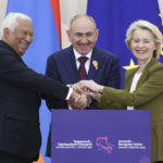 https://newsroom.consilium.europa.eu/permalink/p224832. From left to right: António COSTA (President of the European Council), Nikol PASHINYAN (Prime Minister of Armenia), Ursula VON DER LEYEN (President of the European Commission) Copyright: European Union