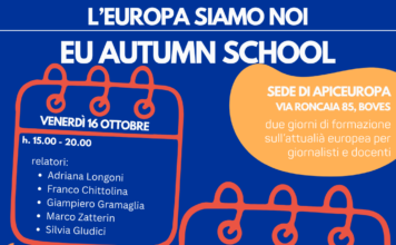 16 e 17 ottobre, Boves: EU AUTUMN SCHOOL “EUROPA SIAMO NOI”