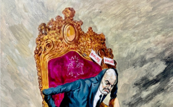 Violenza del regime contro gli studenti a Tirana, opera di Agim Sulaj